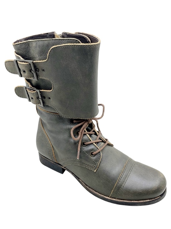Matisse Shoes - {Matisse} Lance Olive Combat Lace-Up Buckle Boots
